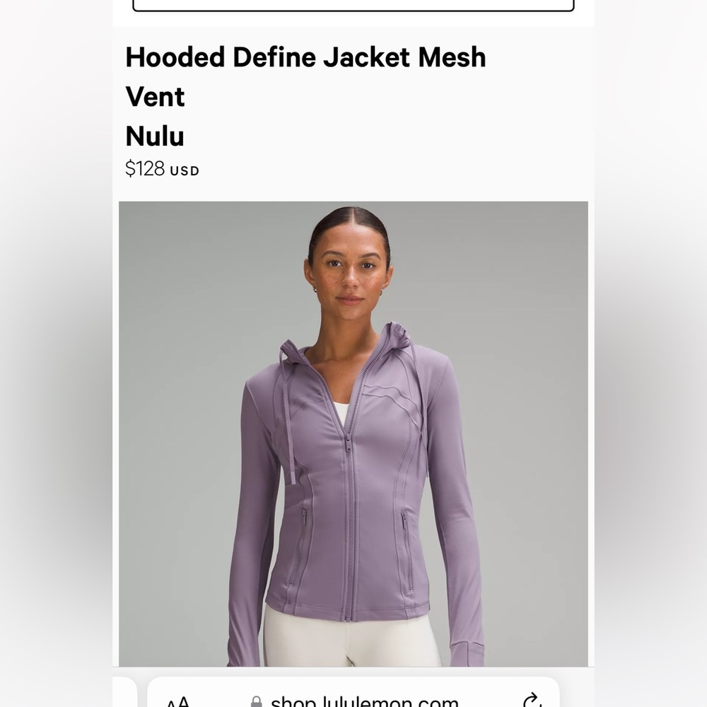 LULULEMON hooded define jacket mesh vent Nulu(worn once, perfect condition)